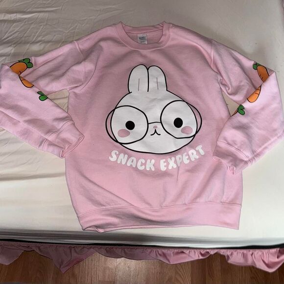 Kawaii Pink Rabbit Carrots Snack Expert Sweatshirt - Picture 2 of 4